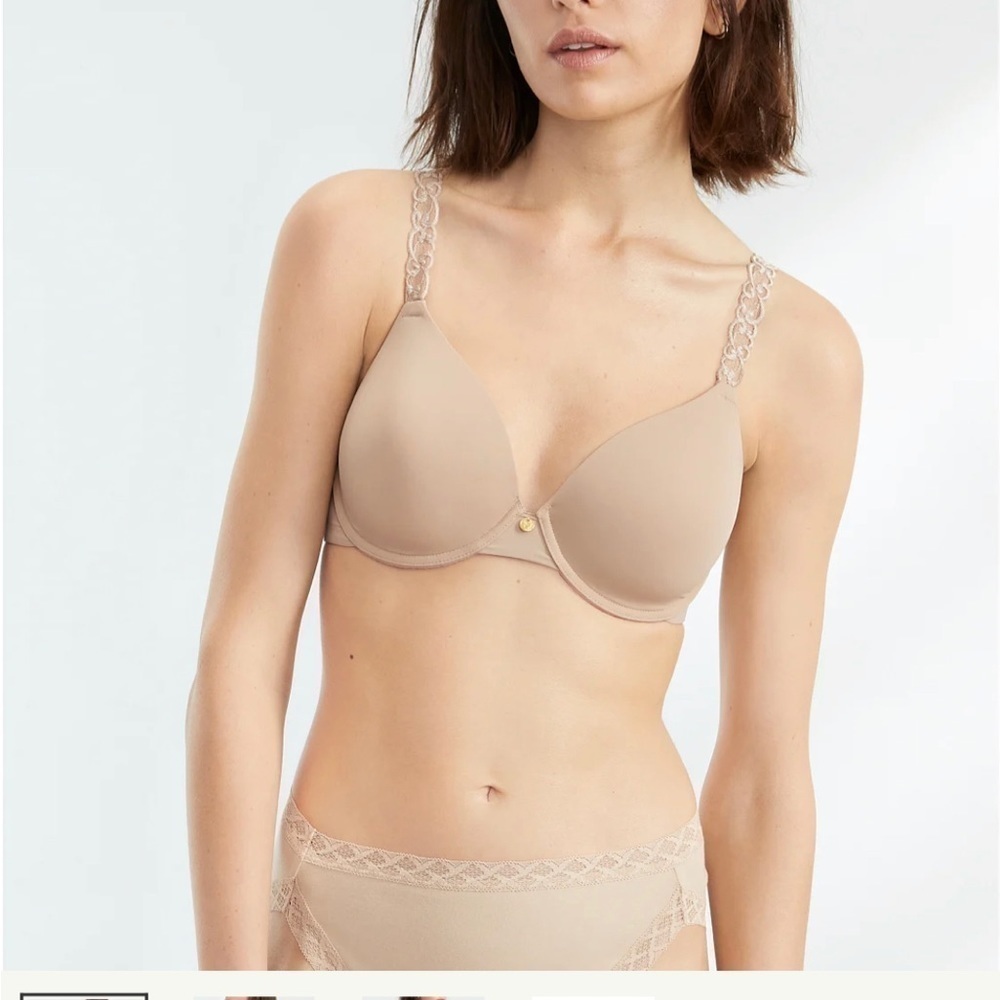 NATORI 732080 PURE LUXE PLUNGE T-SHIRT BRA TAN NEW NO TAGS